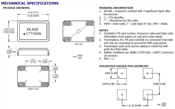 貼片無源諧振器,6035四腳貼片晶振,406晶振,406I35E12M00000晶振