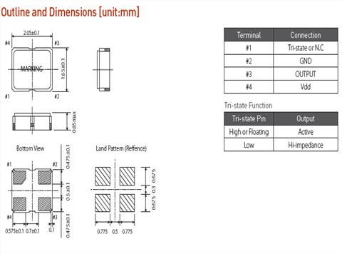 希華晶振,有源晶振,SCO-2016晶振,進口貼片晶振