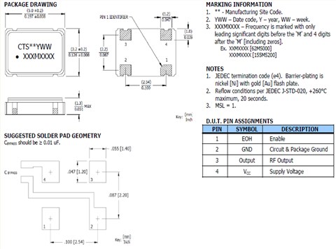CTS晶振,進口有源晶振,636石英晶體振蕩器
