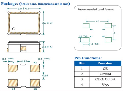 百利通亞陶晶振,32.768K有源晶振,KJ振蕩器