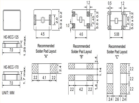 6G無線藍(lán)牙晶振|HEC陶瓷諧振器|HE-MCC-125A-44.000F-E
