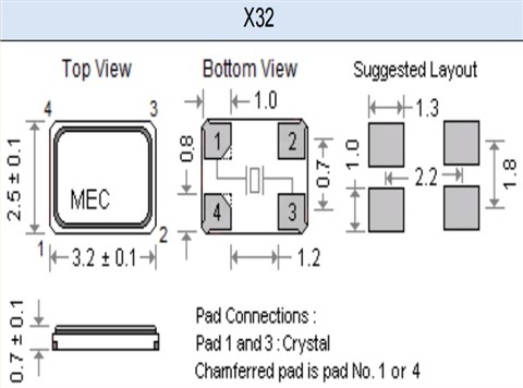 X32石英晶體,X32-25.000-16-30-30X-20R,臺(tái)灣瑪居禮晶振,25MHZ