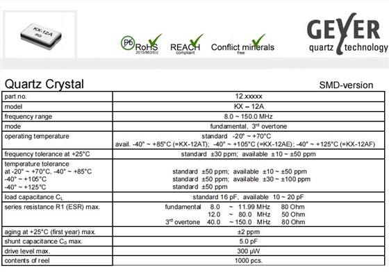 KX-12A規格 KX-12A規格