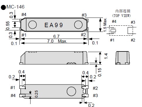 陶瓷面32.768K時(shí)鐘表晶,音叉型7015mm諧振器,MC-146晶振