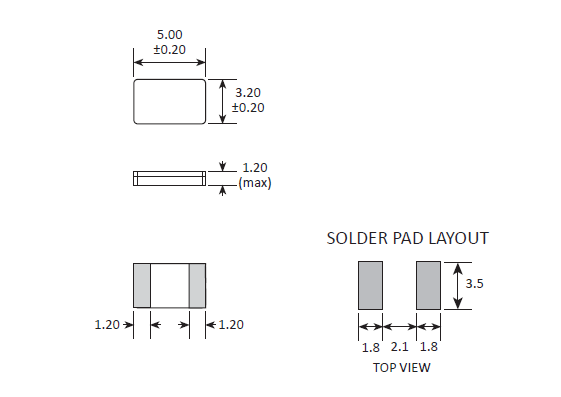 貼片無(wú)源石英諧振器,5032陶瓷面封裝晶振,CC2A-T1AH晶振