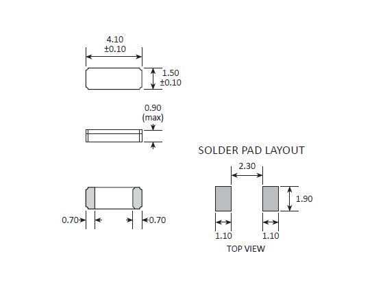 無源SMD千赫子晶振,4115二腳石英諧振器,CC5V晶振