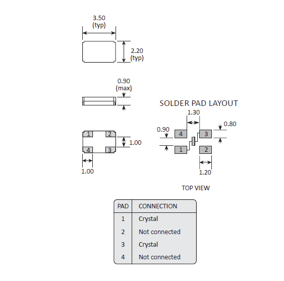 進(jìn)口兆赫茲石英晶振,無(wú)源4腳3522諧振器,CC6A晶振