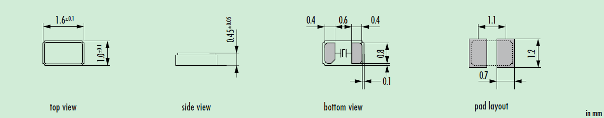 2腳32.768K系列諧振器,貼片音叉型1610晶振,JTX110晶振