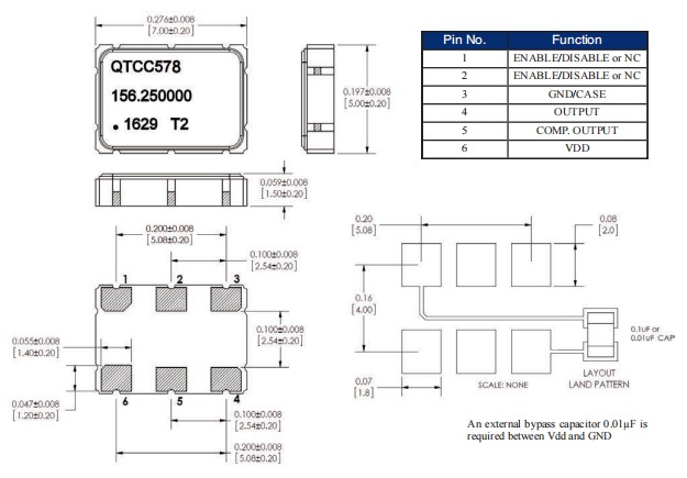 Q-Tech晶振,QTCC578晶振,QTCC578LWD12-156.250MHz晶振